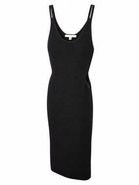 Jonathan Simkhai Black Ribbed Scoop Neck Dress